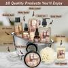 Aqua Elegante Spa Gift Basket For Women - Luxury Bath Set with Wash, Bubbles, Lotion, Body Butter, Soap, Towel, Shower Puff, Reusable Basket, Gifts for Mom, Wife, Girlfriend - Coconut & Vanilla view 2
