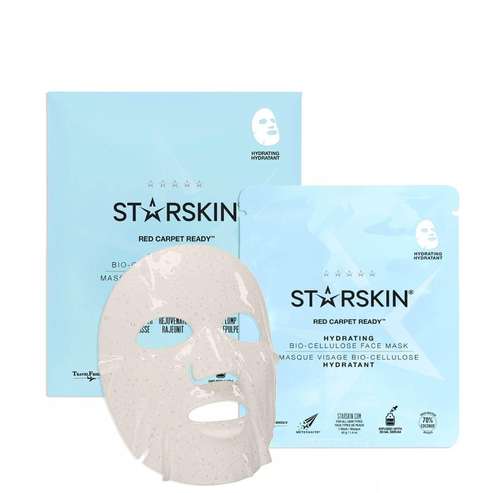 STARSKIN Red Carpet Ready Bio-Cellulose Face Mask 1 Pack, Hydrating Face Mask for all Skin Types, Instant Hydration & Glass-Skin Glow, Revitalizing and Moisturizing, Korean Skincare