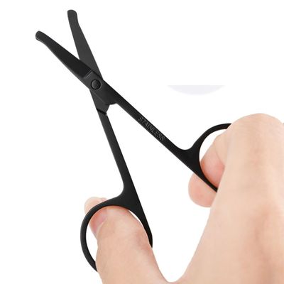 AKOAK 1 Pack Nose Hair Scissors for Men, Rounded Tip Beard Trimming Scissors, Safety Scissors for Trimming Small Details Facial Hair, Ear Hair, Eyebrow