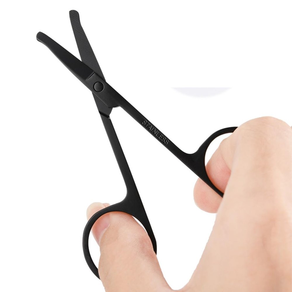 AKOAK 1 Pack Nose Hair Scissors for Men, Rounded Tip Beard Trimming Scissors, Safety Scissors for Trimming Small Details Facial Hair, Ear Hair, Eyebrow