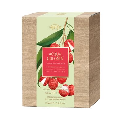4711 Acqua Colonia Lychee and White Mint by Muelhens for Unisex - 2 Pc Gift Set 1.7oz EDC Spray, 2.5oz Shower Gel