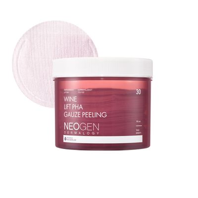 DERMALOGY by NEOGENLAB Wine Lift PHA Gauze Peeling Pads (30 pads) - Exfoliating & Revitalizing & Firming Peeling Pad with AHA, BHA, PHA, LHA & Wine & Peptide & Collagen - Korean Skin Care