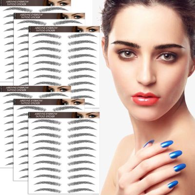 Aresvns 6D Eyebrows Tattoo 66 Pairs,Newly Improved Black Good Looking Eyebrow Tattoo Sticker,Realistic Fake Eyebrows,Suitable Size,Tattoo Eyebrow Waterproof and Long-Lasting 3-5 Days Christmas Gift
