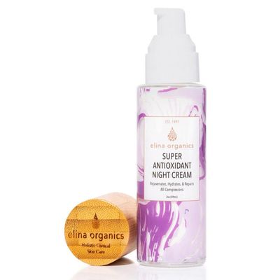 Elina Organics Super Antioxidant Night Cream, 2oz Hydrating Night Moisturizer with Rosehips, Sea Buckthorn & Hyaluronic Acid Vegan, Organic