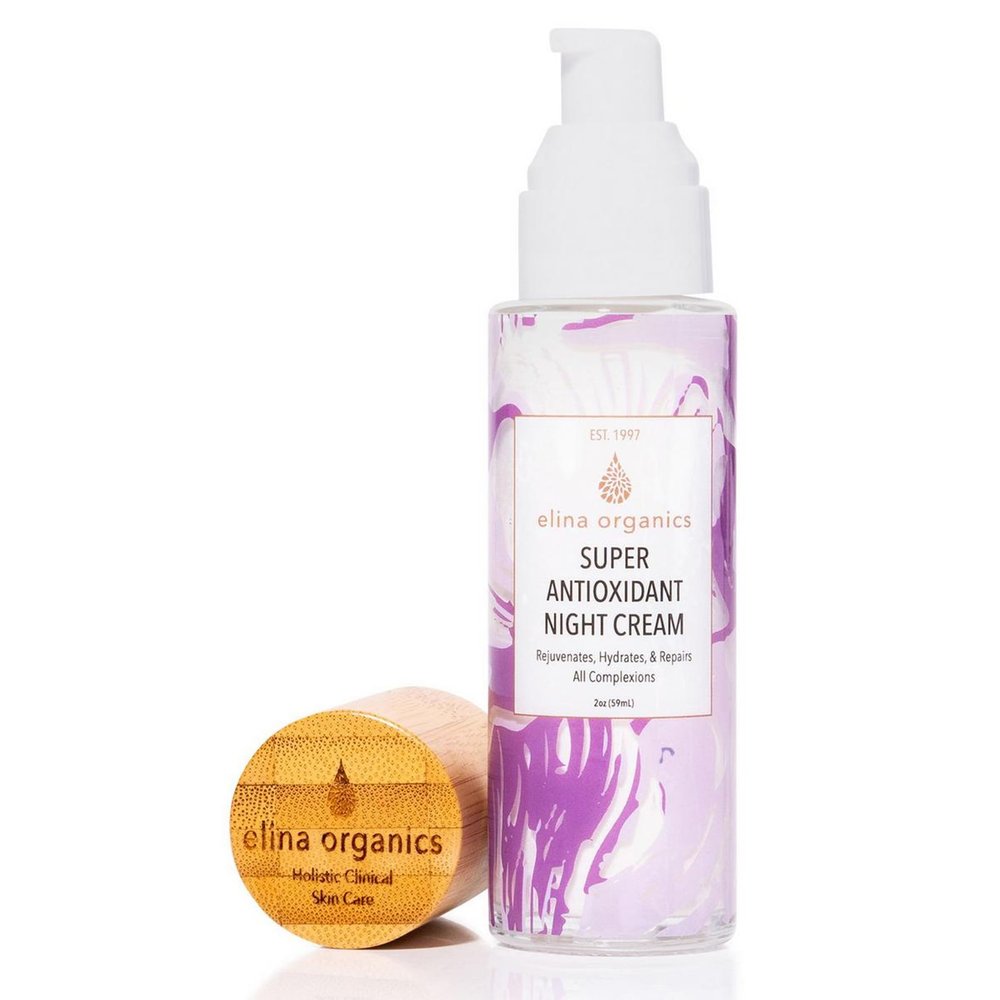 Elina Organics Super Antioxidant Night Cream, 2oz Hydrating Night Moisturizer with Rosehips, Sea Buckthorn & Hyaluronic Acid Vegan, Organic