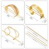 3 Pieces Gold Hair Accessory Set: Feather X-Shaped Bun Clip, Stick and Round Top view 2