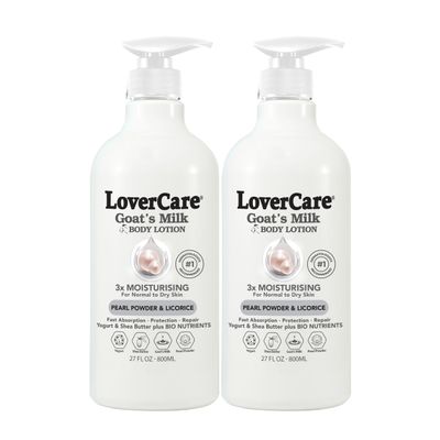 Lovercare Goat Milk Body Lotion for Dry Skin Pearl 27.05oz (800ml) - Pack of 2