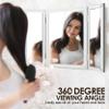 Houseables Trifold Mirror, Trifold Vanity Mirror, 3 Way, Three Way Folding, Tri Fold, for Braiding Hair, 3way, 3 Sided, Three Panel, Triple, Tabletop, Wall, Bathroom, Bedroom, Makeup, 360, 28 x 40 in view 3