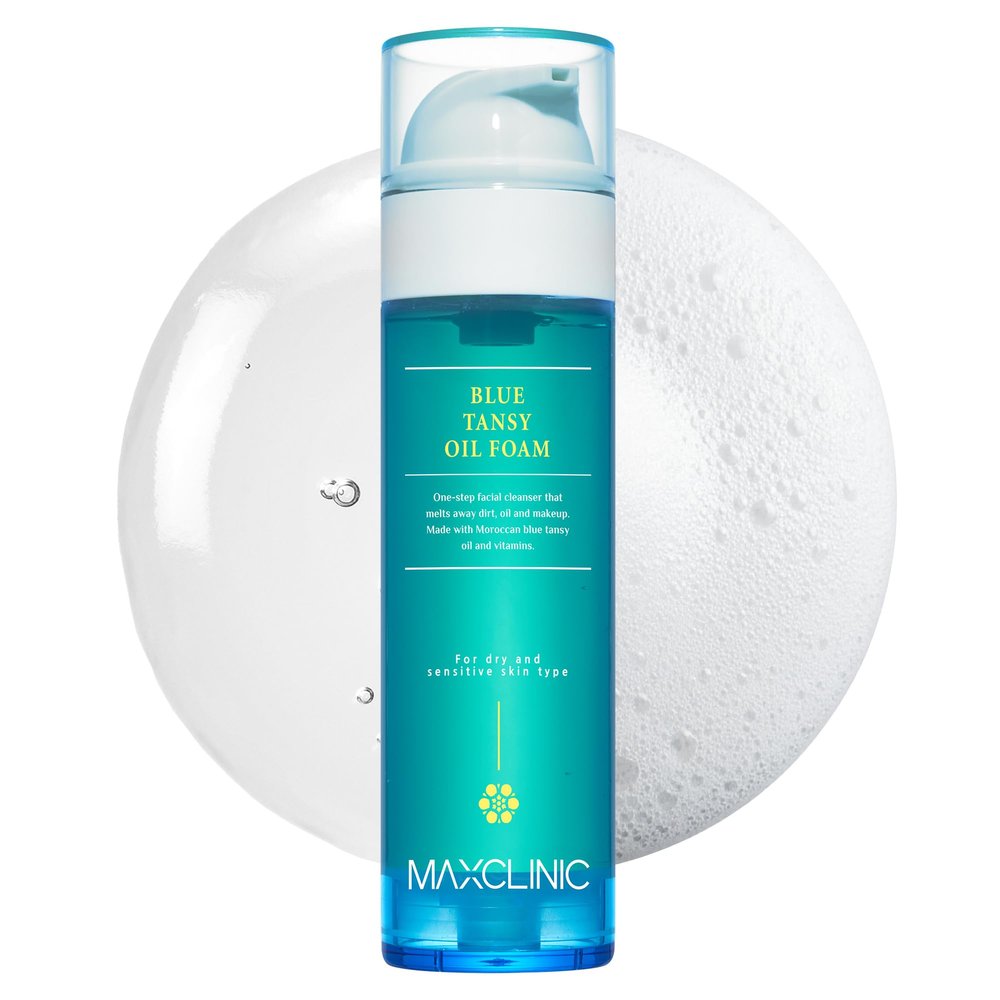 MAXCLINIC [K-Beauty] Blue Tansy Oil to Foam - All-in-One Korean Face Wash OilBased Foaming Facial Cleanser - Excess Sebum & Oil Control - Makeup Deep Cleansing Oil for All Skin Types (3.88 fl oz)