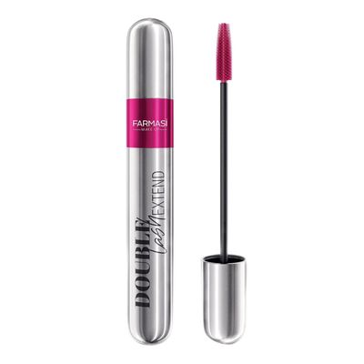 FARMASi Double Lash Extend Mascara, 2-Step Special Brush for Lengthening & Volumizing, False Lash Effect, Buildable Formula, No Clumping, Defines & Multiplies Eyelashes, Black, 0.41 fl oz