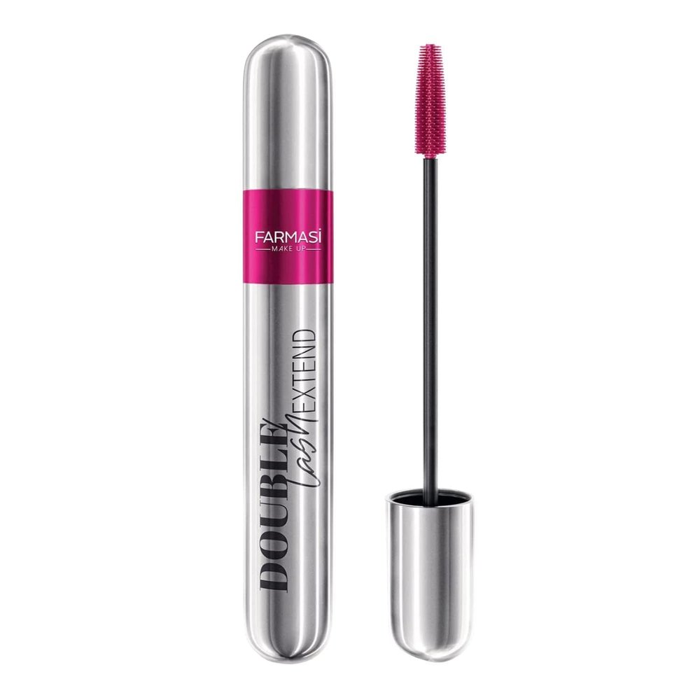 FARMASi Double Lash Extend Mascara, 2-Step Special Brush for Lengthening & Volumizing, False Lash Effect, Buildable Formula, No Clumping, Defines & Multiplies Eyelashes, Black, 0.41 fl oz