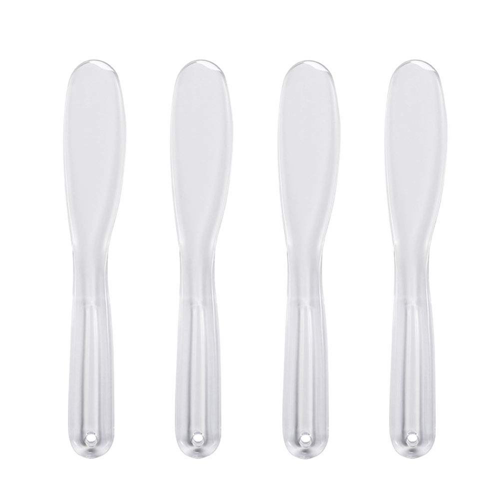 4 Pcs Clear Plastic Facemask Stirrer Mixing Spatula Stick Facial Care Makeup Tool for Home Salon