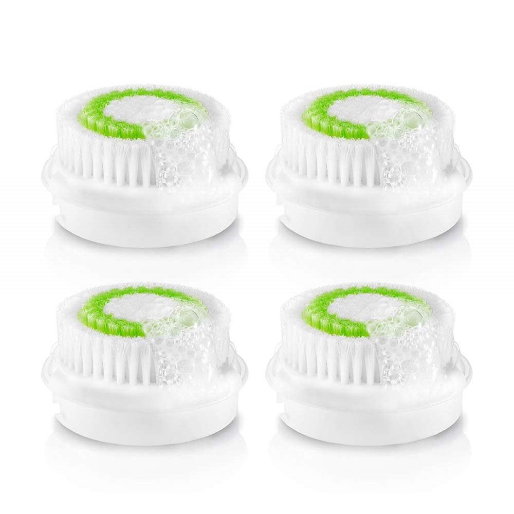 Myra Parker Facial Cleansing Brush Head Replacement, 4Pack/Green, Deep Cleansing, Gentle Exfoliation, All Skin Types