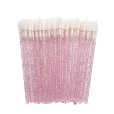 MIPPER 100 Pcs Disposable Crystal Makeup Lip Brushes Lipstick Lipgloss Applicator Wands Eyelash Cleaning Cosmetic Beauty Tool (pink)