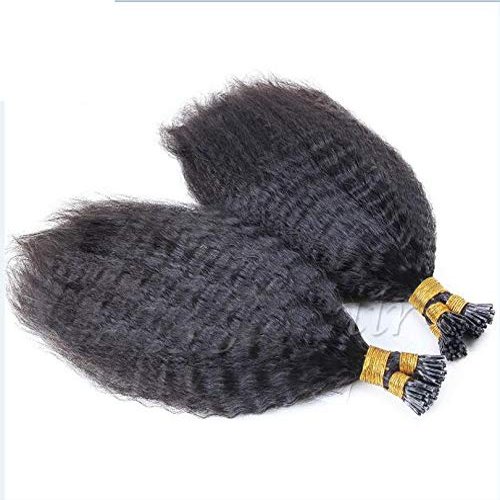 I Tip Hair Extensions Kinky Straight Brazilian Keratin Pre bonded Hair Extensions Real Remy Human Hair On The Capsule Fusion Hair 8"-24" Natural Color 1#2#4# (24"100strand, 4#)