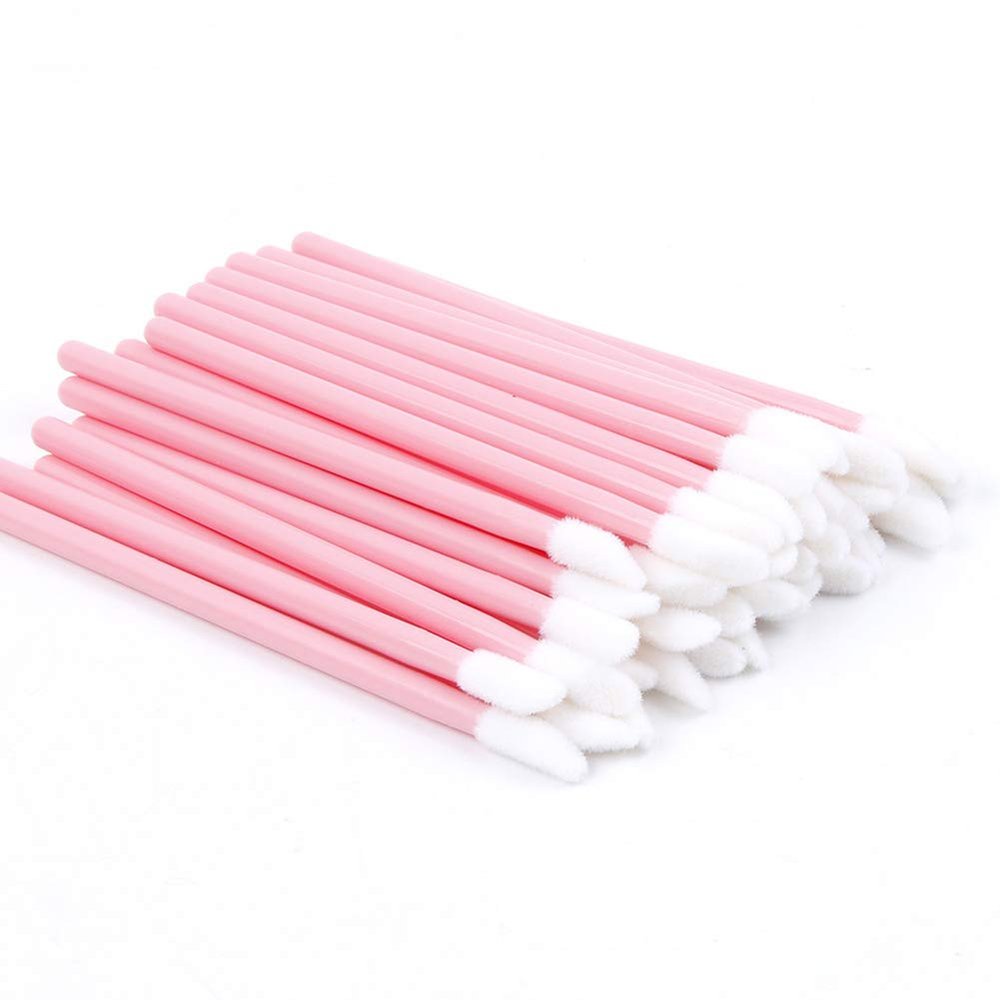 AKOAK 50Pcs Disposable Lipstick Brush, Lip Gloss Stick, Applicator, Portable Eyeshadow Lip Gloss Brush Cosmetic Tool (pink)