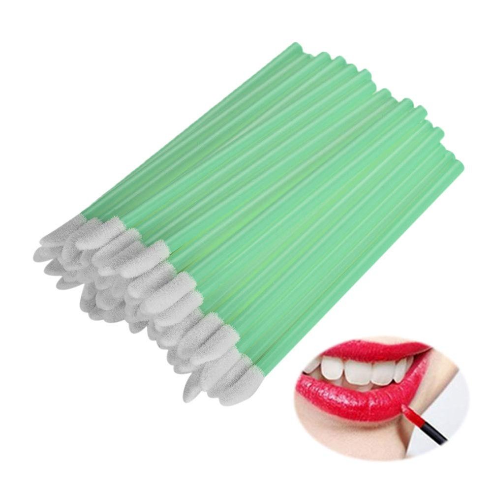 AKOAK 50Pcs Disposable Lipstick Brush, Lip Gloss Stick, Applicator, Portable Eyeshadow Lip Gloss Brush Cosmetic Tool (green)