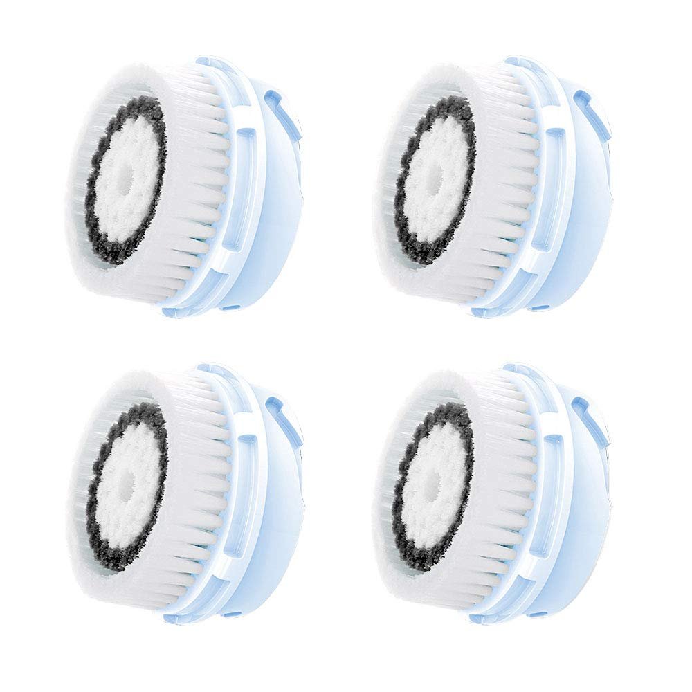 Facial Cleansing Brush Head Replacement, Facial Cleansing Brush Head, Exfoliator Facial Brush Heads, for Acne Prone, Clogged, Enlarged Pore, Deep Pore Sensitive Skins (Black/4Pack)