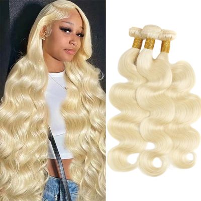 12A HC 613 Body Wave Bundles Human Hair 26 28 30 Inch Blonde Human Hair Bundles 12A Grade Brazilian Hair Extensions 100% Unprocessed Weave 3 Bundles