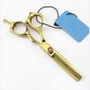 5 inches Tooth Scissors, Professional Barber Hair Cutting Scissors and Texturizing/Thinning Shears - Perfect for Hair Stylist or Family Use,Golden view 1