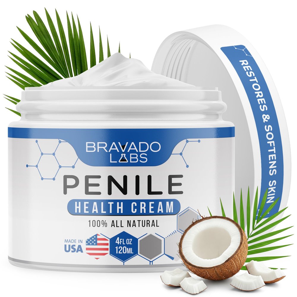 Bravado Labs Premium Penile Health Creme for Men  Daily Moisturizer for Dry Skin - Supports Foreskin Restoration - Sensitivity & Tight Intimate Area Relief - 4oz