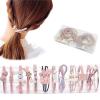 12 Pcs Hair Ties Set For Women Girls Elastic Hair Scrunchies, Ponytail Holders Fashion Cute Bow Hair Scrunchies Hair Bands Hair Accessories Ropes Rubber Band (Pink) view 1