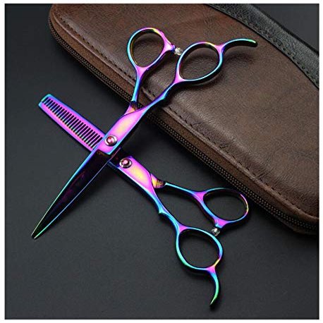 6.0 inch Professional Barber Hair Cutting Scissors and Texturizing/Thinning Shears - Perfect For Left-Handers Hair Stylist,Purple
