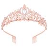 Vofler Crowns for Women, Rose Gold Tiara Crystal Rhinestone Hair Accessories for Princess Queen Ladies Little Girls Adult Bridal Bride Birthday Wedding Pageant Prom Halloween Costume Party with Combs view 1