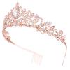 Vofler Crowns for Women, Rose Gold Tiara Crystal Rhinestone Hair Accessories for Princess Queen Ladies Little Girls Adult Bridal Bride Birthday Wedding Pageant Prom Halloween Costume Party with Combs view 4