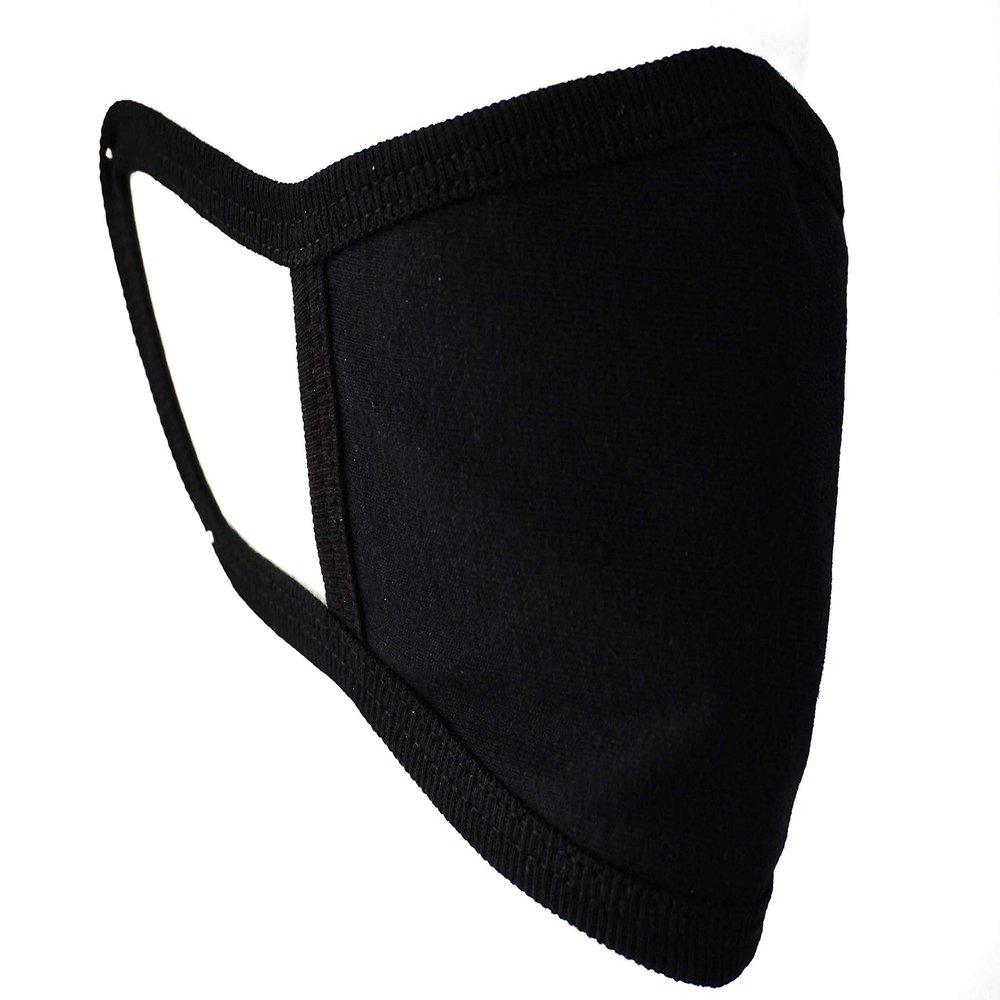 8CORE - UNISEX COTTON FACE MASK IN BLACK - 3 PACK
