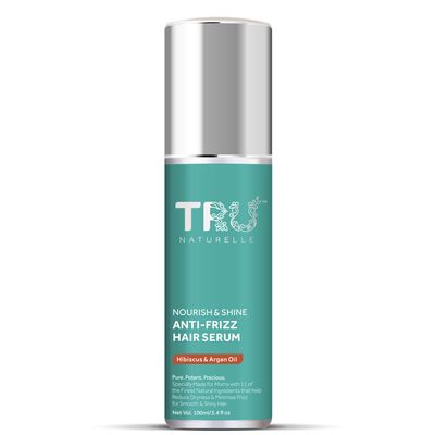 TRU NATURELLE Hair Serum For Women - Advanced Hair Smoothening Serum With Olive Omega Plus | 2X Anti Frizz Action For Silky Smooth Hair | Hibiscus & Argan Hair Serum For Women | 100Ml
