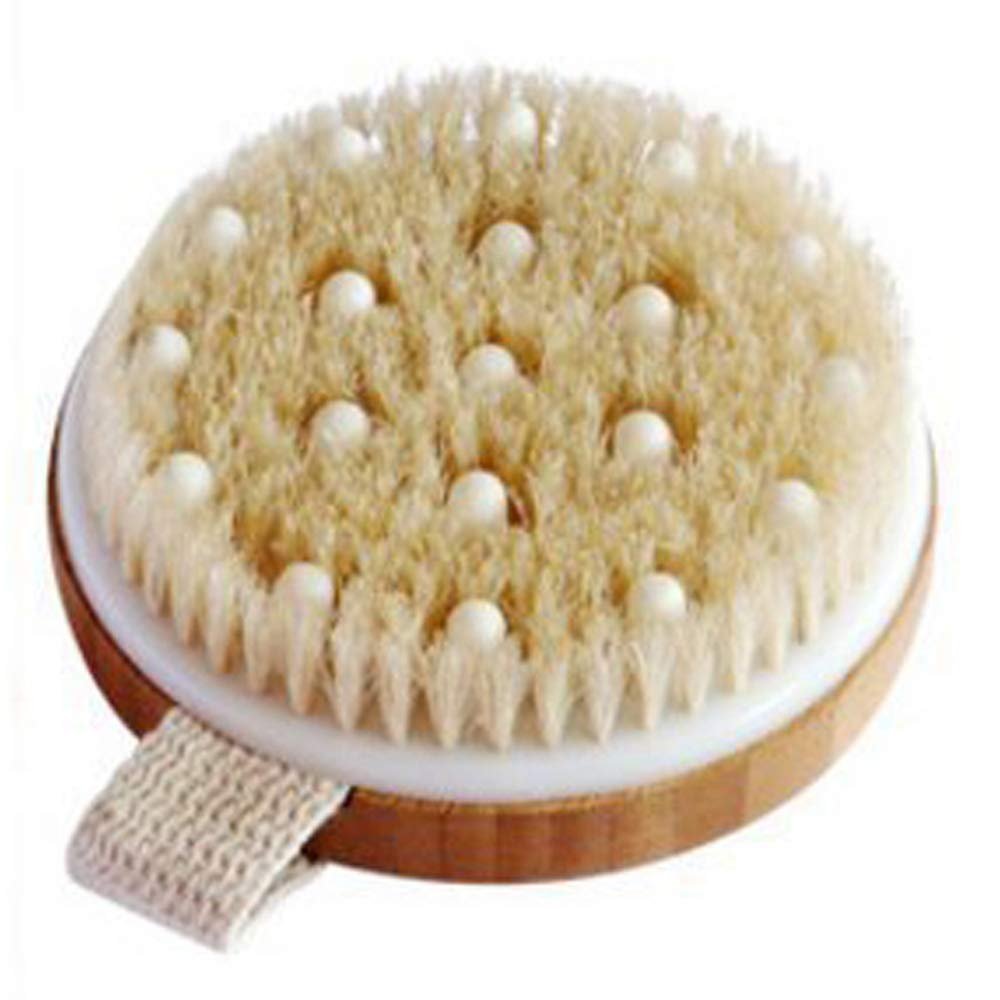 Dongua Natural Bristle 2 In 1 Dry Body Brush Shower Brush,Dead Skin Remover Anti Cellulite Body Massage Tool