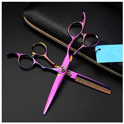 6" Professional Hair Cutting Scissors Set for Men Women Pets Home Salon Barber Cutting Kit,Purple,6 INCH
