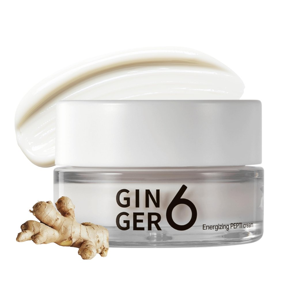 GINGER6 PEPTI Cream for Face - Hydrating and Firming Formula with 52% Ginger Water, Niacinamide, and Adenosine, Overnight Korean Skincare, 1.69 fl oz.