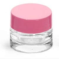 0.25 oz Clear Glass Thick Wall Cosmetic Jars w/Pink Lined Caps