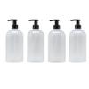 Bottiful Home-16 oz Empty PET Plastic Refillable Bottles-Set of 4-with Lotion Pumps for Shampoo, Conditioner, Body Wash, Hand Soap, Dish Soap, Lotion, Cleanser-Drip Free, Rust-Free (Frosted Clear) view 1