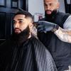 Barber Strong The Barber Cape Haircut Cover for Men, Hair Repelling and Static-Reducing Material, Flexible Elastic Neckband, Water Resistant Fabric, Oversized for Complete Coverage - Gold Pinstripe view 2