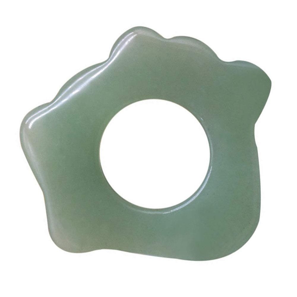 minkissy Ring Shape Facial Scraping Board Massaging Board Chinese Natural Jade Board Scraping Board Facial Tool for Face Body Leg Green