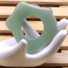 minkissy Ring Shape Facial Scraping Board Massaging Board Chinese Natural Jade Board Scraping Board Facial Tool for Face Body Leg Green view 3