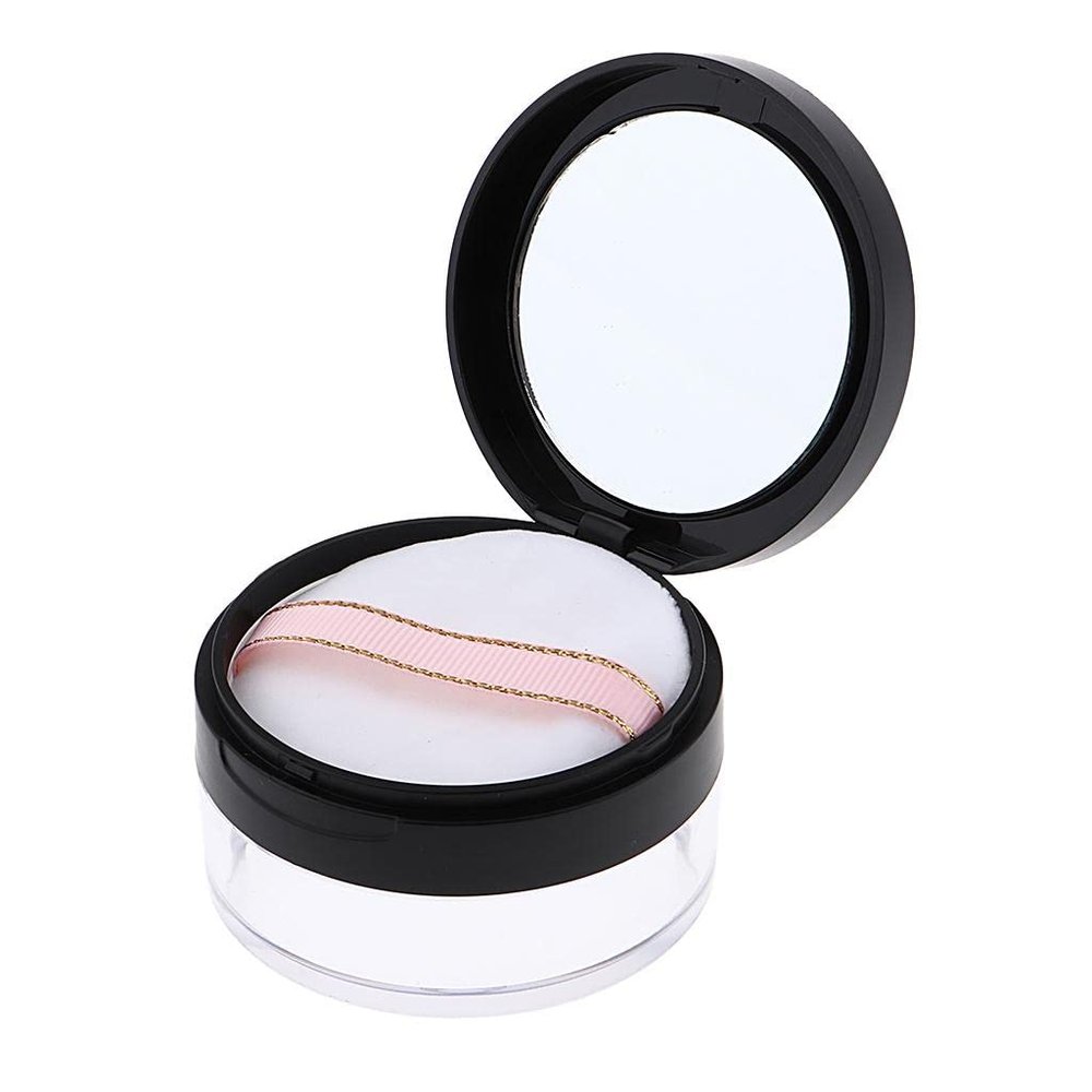 Milageto 20g Empty Box Jar Loose Powder Case with Sponge for with - Black