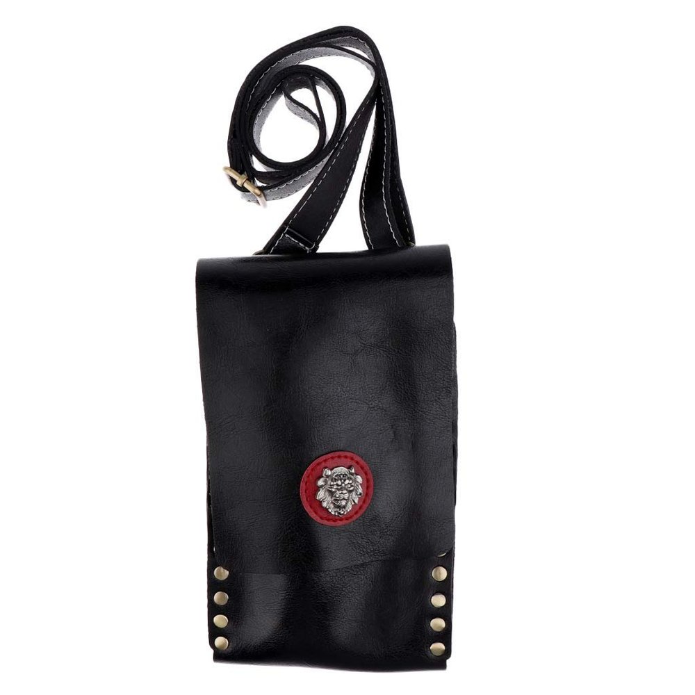 Backbayia PU Leather Hairdresser Tool Bag Holster Barber Hair Scissors Combs Clips Pouch (Black)