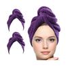 KEEPOZ Hair Towel Wrap Quick Dry 100% Cotton Super Absorbent Turban Head Wrap for Women with Button, Non Microfiber Anti Frizz Hair Products, Hair Cap for Curly, Long Hair (Purple Check, 2 Pcs) view 1