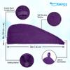 KEEPOZ Hair Towel Wrap Quick Dry 100% Cotton Super Absorbent Turban Head Wrap for Women with Button, Non Microfiber Anti Frizz Hair Products, Hair Cap for Curly, Long Hair (Purple Check, 2 Pcs) view 2