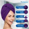 KEEPOZ Hair Towel Wrap Quick Dry 100% Cotton Super Absorbent Turban Head Wrap for Women with Button, Non Microfiber Anti Frizz Hair Products, Hair Cap for Curly, Long Hair (Purple Check, 2 Pcs) view 4