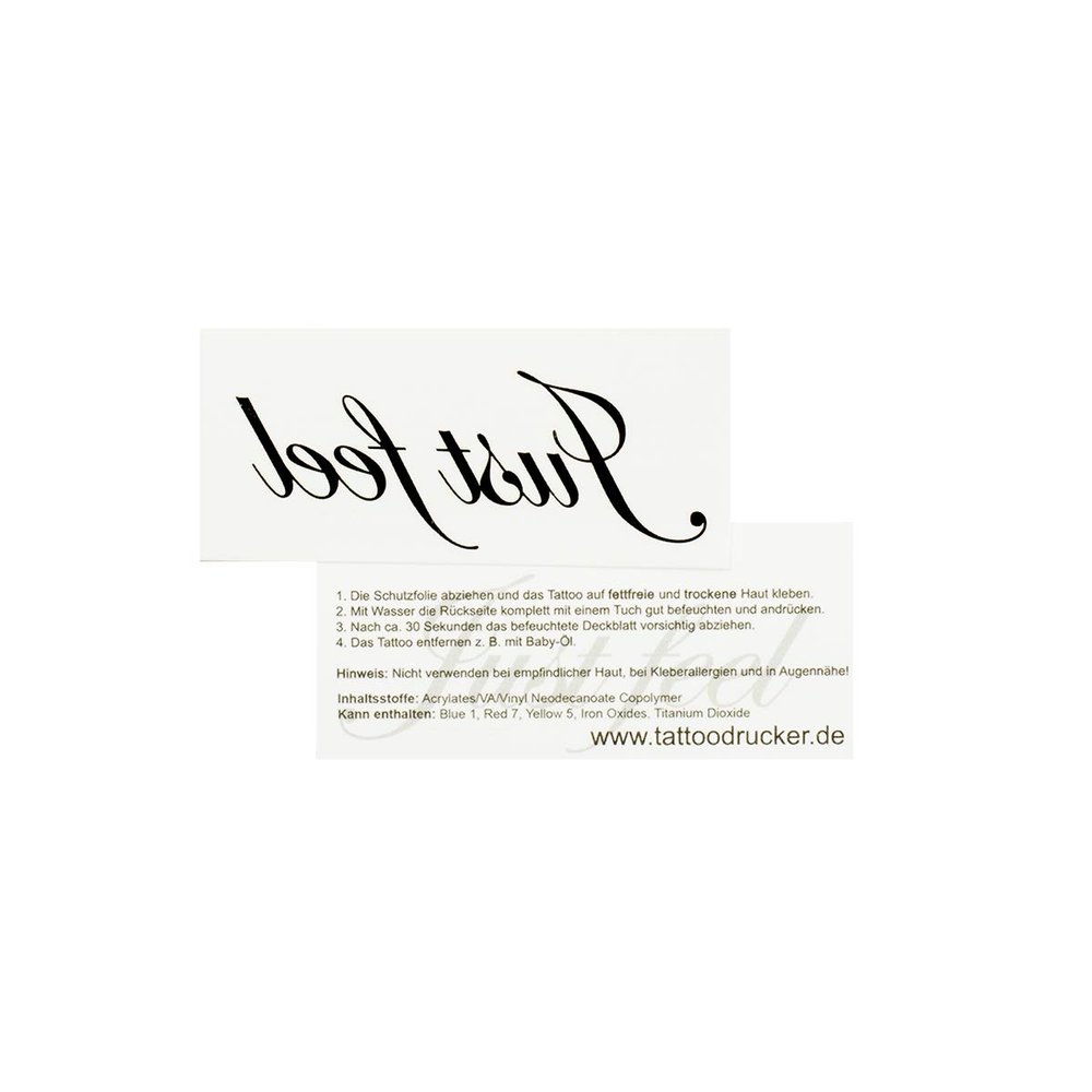 10 x Just feel Tattoo - Lettering in black - Temporary Skin Tattoo (10)
