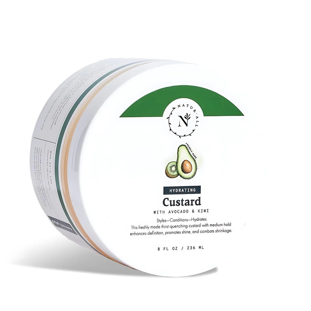 NaturAll Avocado & Kiwi Curl Defining Gel Strong Hold Curling Custard for Curly Hair Crunch Free Curls Activator & Enhancer Sulfate & Paraben Free 8 oz.