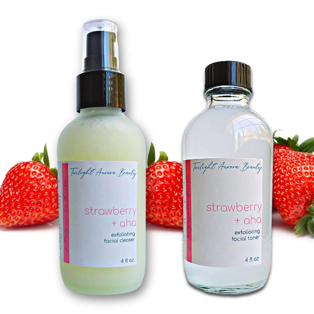 AHA Skin Care Routine, Facial Cleanser and Toner for Acne Prone Skin