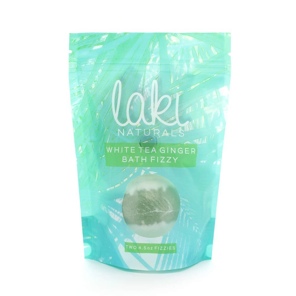 Laki Naturals Bath Fizzies - Natural Bath Bombs - Bath Aromatherapy Tablets (White Tea Ginger)