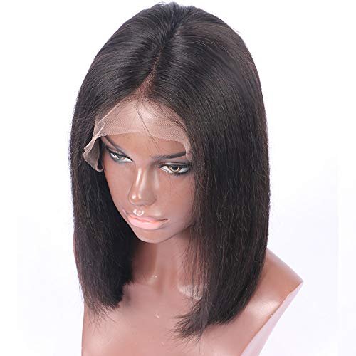 13 by 6 Straight Lacefront Wigs, Natural Color Black Wigs non-HD Lace, with closure, Can be Dyed, Curled, Bleached, Can Last up to 24 months (10 Inches)