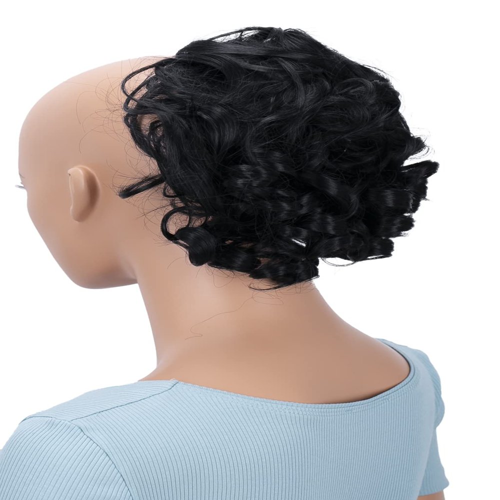 CAISHA Jumbo Hairpiece Scrunchy Updo Voluminous Curly Messy Bun Black G1L
